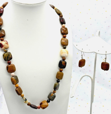Jay King DTR Mine Finds Necklace & Earring Set Multi Color Jasper Beaded SS 925