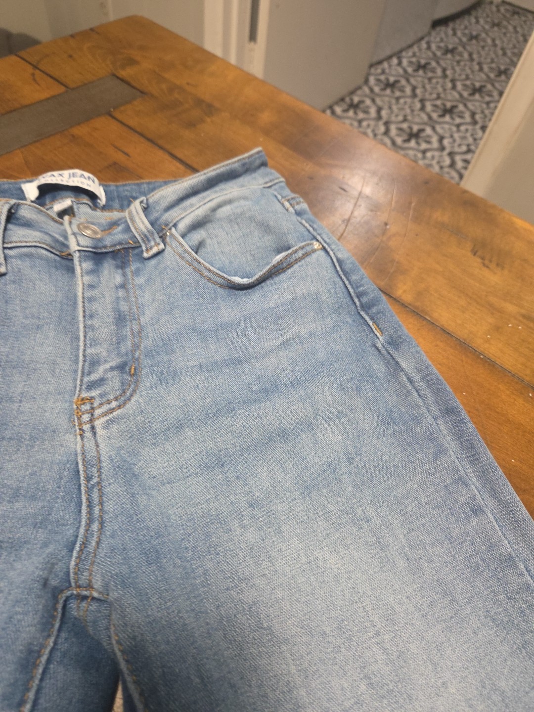 Wax Jean Womens Basic Brushed Slim Straight Jeans Light Wash Style 90383 image 6