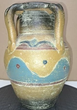 VTG Rustic River Junction Pottery Amphora Style Vase Hand Painted Earthenware
