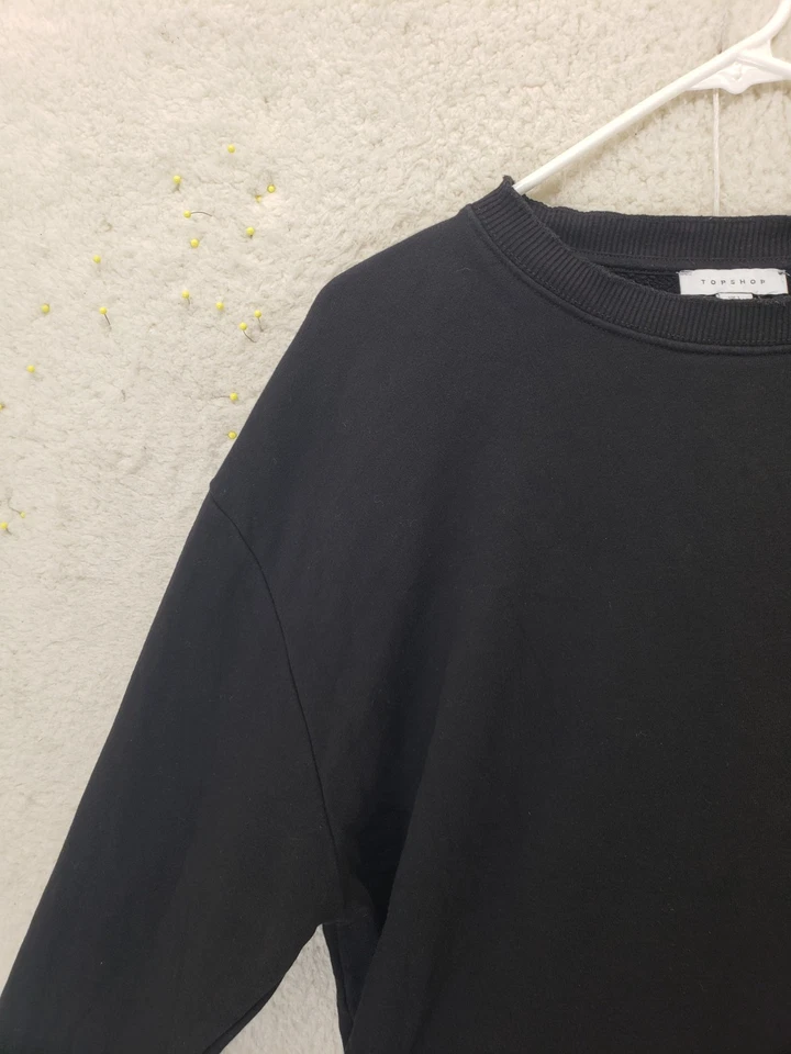 Moletom feminino Topshop 12 preto mistura de algodão manga longa pulôver regular - Imagem 2 de 4