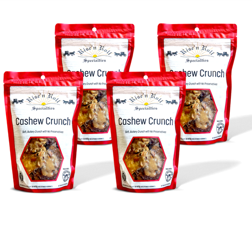 4 Pack Rise'n Roll Amish Bakery Cashew Crunch 8oz Bag Middlebury, Indiana