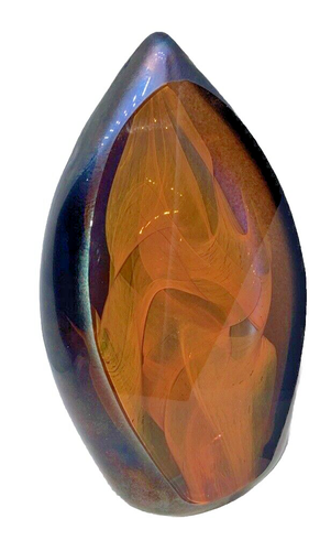 Youghiogheny Steve Fenstermacher 1999 Braun Kunst Glas Skulptur Briefbeschwerer 5,5"