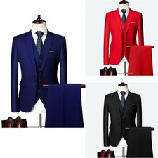 Formal Business Men's Suits 3 Pieces Wedding Groom Tuxedos Party Prom Slim Fit