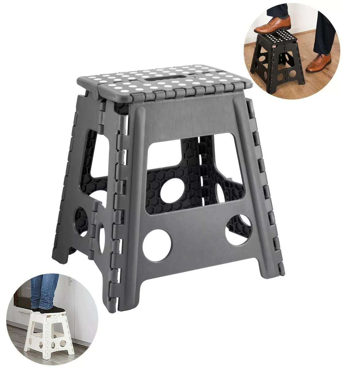 Grey folding stool deals