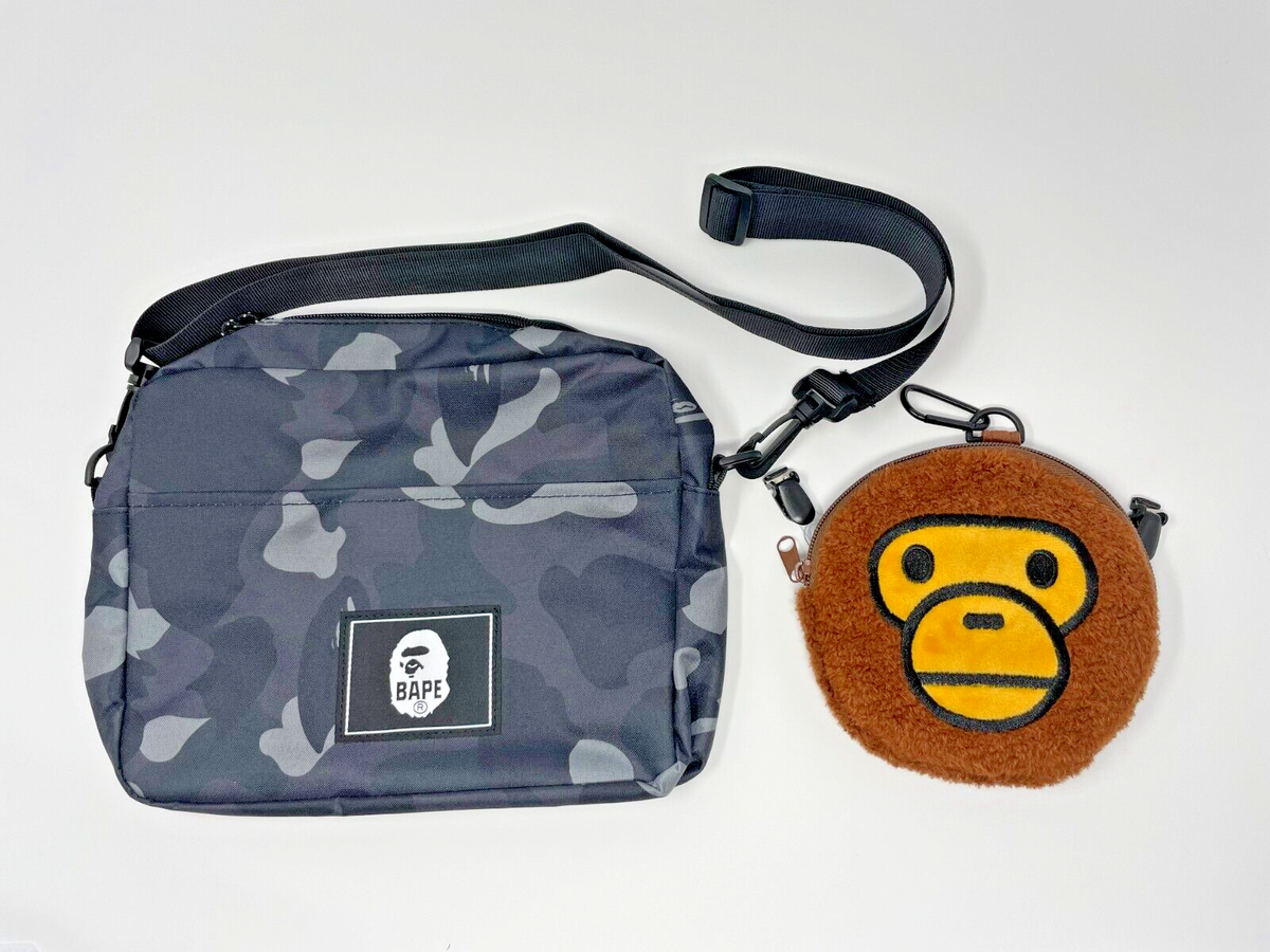 BAPE KIDS by A Bathing Ape Camo Black Shoulder Bag with MILO BAPE KIDS by A Bathing Ape Camo Black Shoulder Bag with MILO