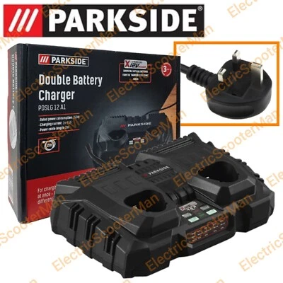 Parkside 12V Double Battery Charger For 2Ah 4Ah X12V Team Series Battery Single