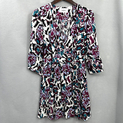 Bash Dress Womens Medium Giulia Floral Ecru Faux Wrap Retro 3/4 Sleeve Quiet Lux