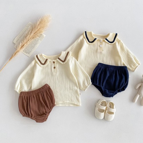 Baby Boys Girls Outfit Set Elastic Waist Tops Two-piece Shorts Infant Summer - Picture 3 of 30