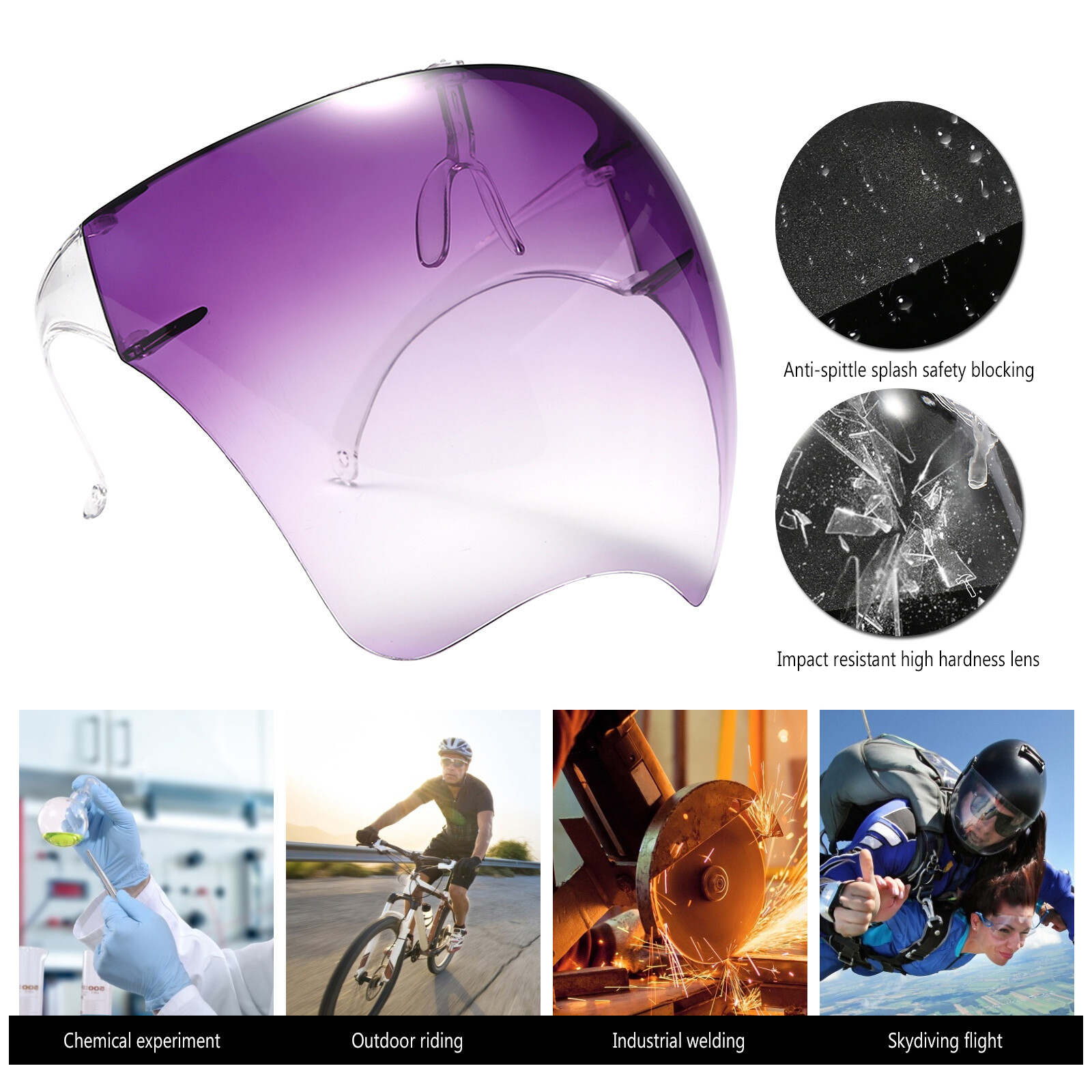 Mascherina Con Visiera Trasparente Full Face Shield, Clear Full