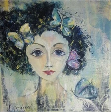 BUTTERFLY GIRL CHILD FANTASY IMPRESSIONIST ORIGINAL PAINTING MAR HAMMEL OOAK  