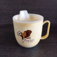 Vintage Tommee Tippee Sippy Cup Weighted Bottom Yellow 