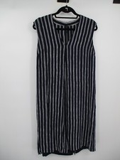 Ann Taylor Womens Maxi Dress Medium Striped Sleeveless Navy V Neck Casual Rayon