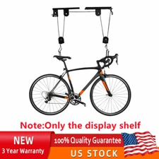 60kg Bicycle Bike Lift Hoist Ceiling Storage Hanger Pulley Rack Garage + Hooks