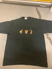 Safari Zoo Embroidered Animal T-Shirt - Size L Dark Green