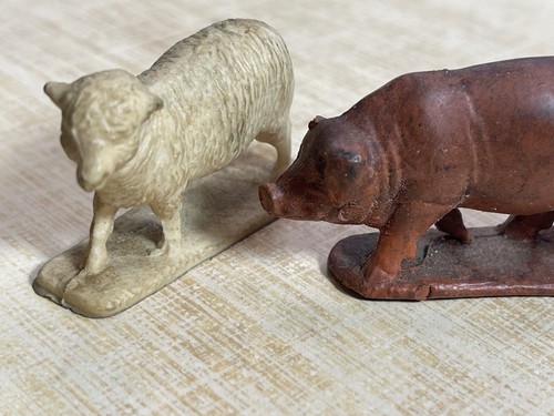 Miniature Vintage Farm Animal Figures Sheep and Pig - Picture 3 of 10