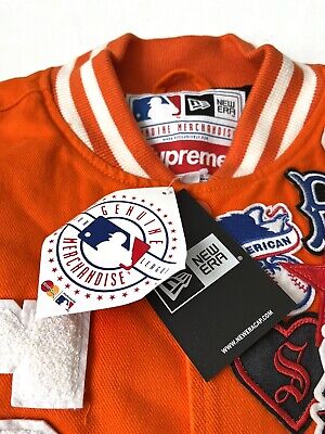 Supreme New Era MLB Varsity Jacket Orange Size M Brand New Supreme New Era MLB Varsity Jacket Orange Size M Brand New