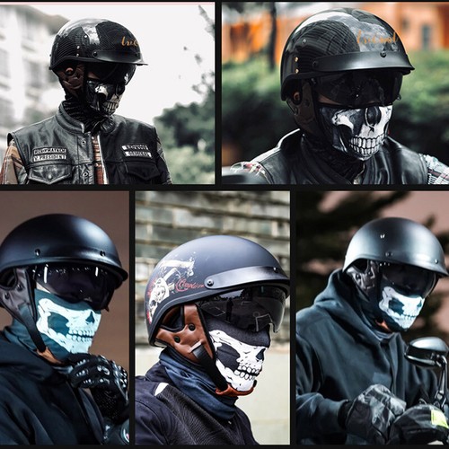 DOT Motorcycle Half Open Face Helmet Moped Helmet with Sun Visor Scooter Helmet - Picture 3 of 44