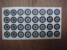 1/24 slotcar 1/24 scale 16 pair 5/8" front wheel decal sheet thin clear vinyl 