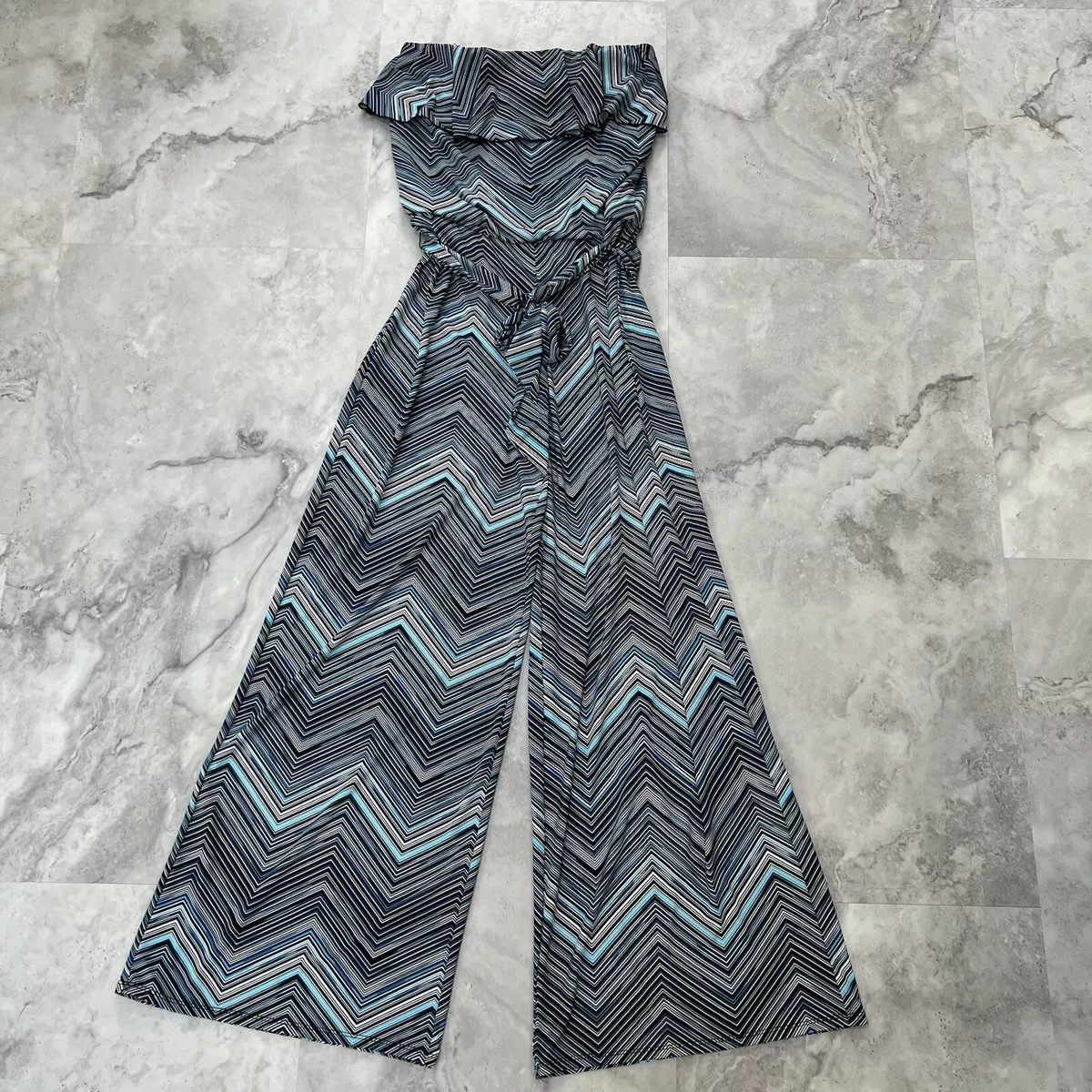 White House Black Market Chevron Printed Stripe Jumpsuit Size