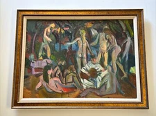 MID CENTURY PAINTING ABSTRACT MODERNISM CUBISM EXPRESSIONISM NUDES MUSICIAN OIL