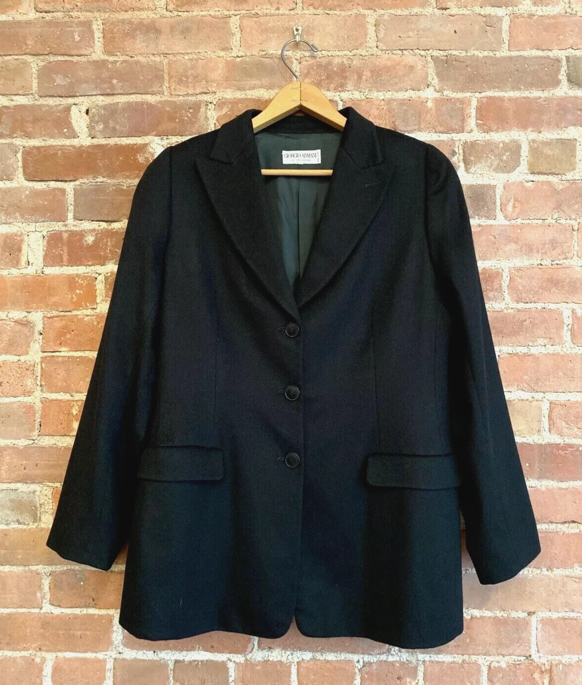 Giorgio Armani — Vtg Giorgio Armani Collezioni Women's Jacket, Sz XL, Black 100% Cashmere, Italy