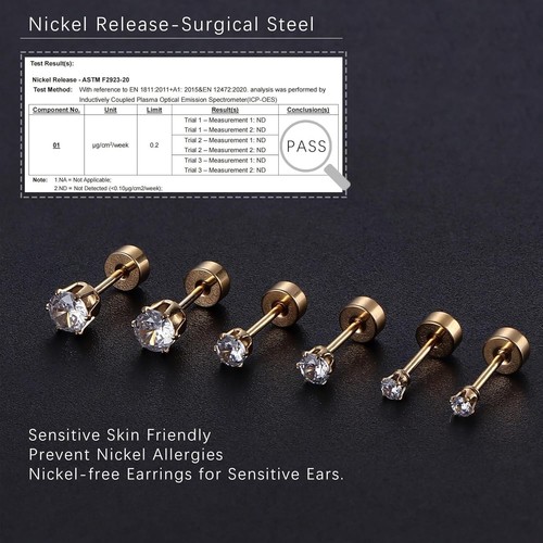 Multipack Tiny Stud & Hoop Earrings for Multiple Piercings - Hypoallergenic - Picture 5 of 9