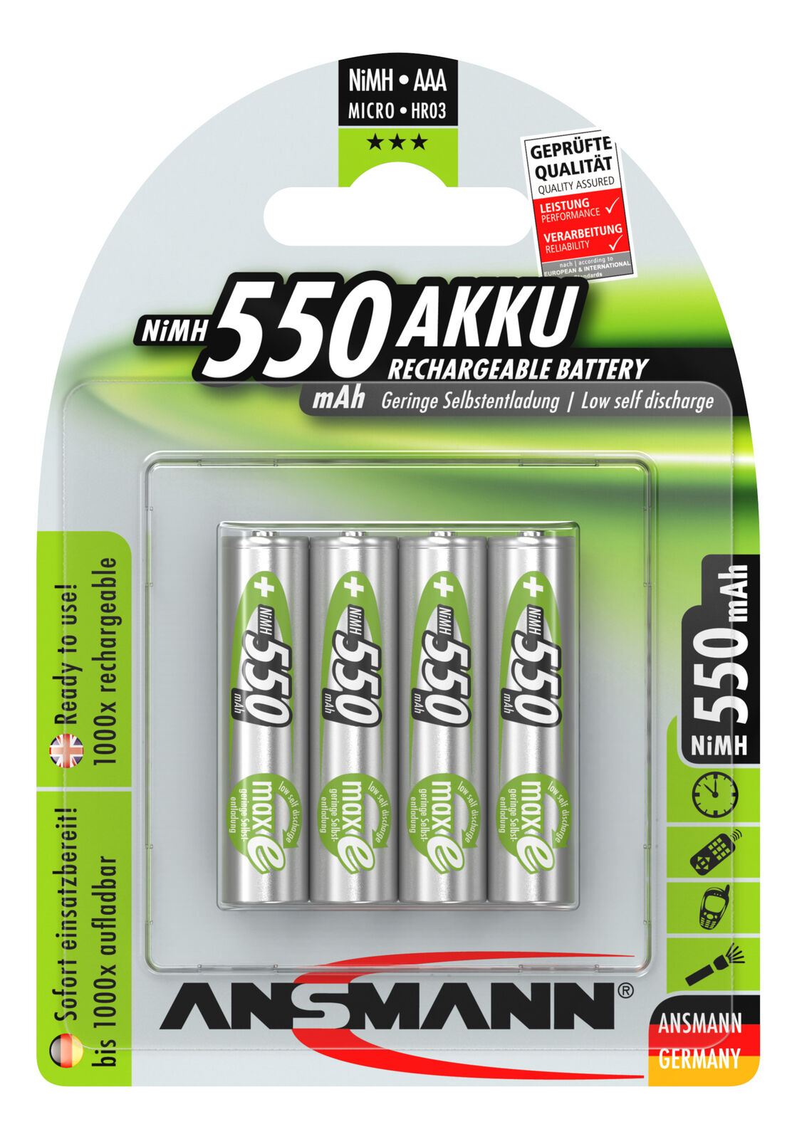 Thumbnail - Ansmann Nimh-akku Micro 550mah 4er-blister