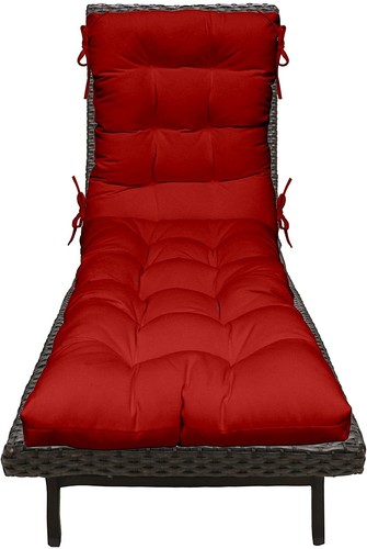 RSH Décor Outdoor TUFTED Chaise Lounge Chair Cushion, Red Solid - Picture 2 of 6