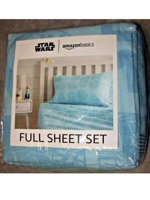 Amazon Basic Star Wars Galactic GRid Sheet Set Four Full-Size Bed ￼