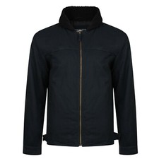 NWT - RINGSPUN Men's BORG COLLAR Black FLIGHT JACKET - L
