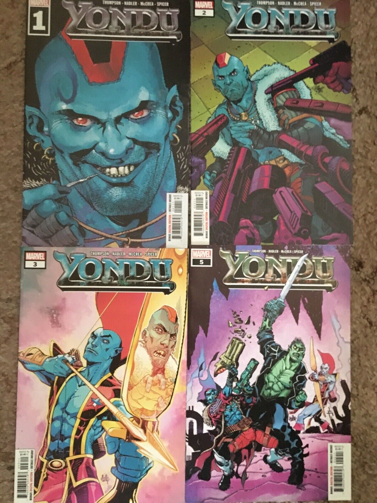Yondu Comic Lot- (From Guardians Of The Galaxy)-2019-Issues 1,2,3,and 5. VF+