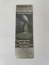 1993 - Dolphins vs Dallas Cowboys- Full Ticket - THANKSGIVING - LEON LETT GAME