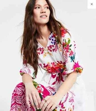 I.N.C. International Concepts Women's Floral V-Neck Maxi Dress - mara garden - S