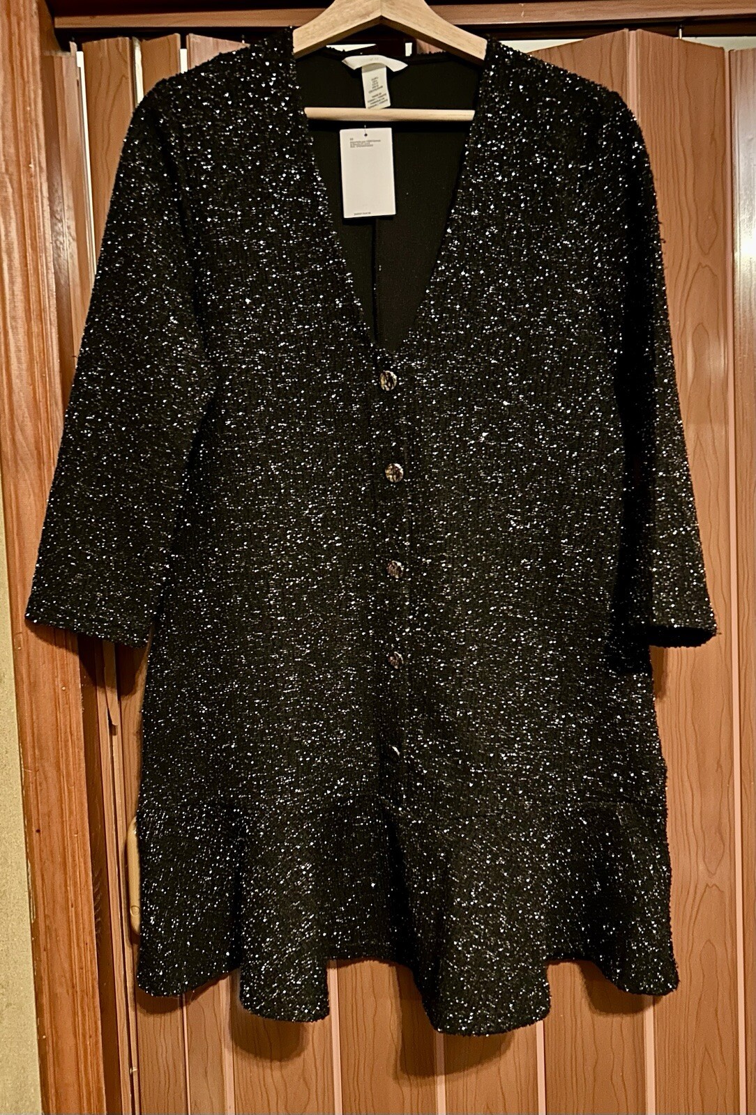 Vestido H&M Brillante Negro Brillante Boucle Talla L. Agotado en Tiendas y Online