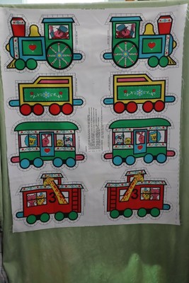 VTG Cut & Sew Toy Circus Train Fabric Panel Stuffed Toy Kids Pillow Animals 