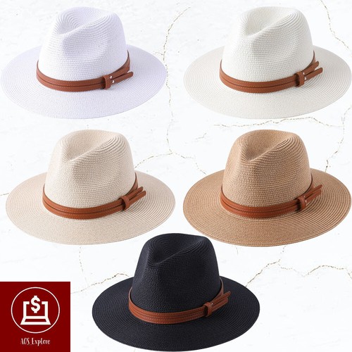 FEDORA HAT Soft Shaped Straw Hat Wide 