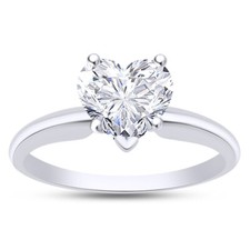 Heart Shape Solitaire Engagement Ring In 10K White Gold For Women