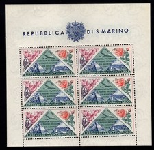 San Marino 1952 fiori foglietto nuovo gomma integra mnh