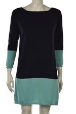Magaschoni Womens Dress Size M Navy Blue Mint Sweater Shift Short 3/4 Sleeve