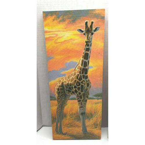 Lucie Bilodeau Giraffe Canvas Art Safari Africa Prints Mother and Baby 20" x 8" - Picture 2 of 8