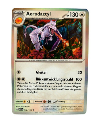 Pokemon Karte: Aerodactyl Holo 142/165 Pokemon 151 MEW Deutsch NM