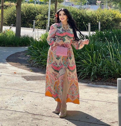 ZARA NUOVO ABITO KIMONO CON CINTURA AVVOLGENTE STAMPATO BOHO ROSA ARANCIONE L LARGE 3409/736 - Foto 3 di 20