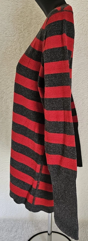 Tribal Womens Shirt Top Blouse Size M Medium Red Blackish Gray Striped - Image 4 of 4