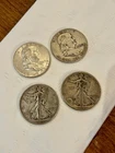 Silver 90%  2 Walking Liberty & 2 Franklin Coins Mixed Dates/ Lot Of 4