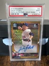 2018 Bowman Chrome Prospects #CPA-ZL ZACK LITTELL Gold Shimmer Auto /50 PSA 9