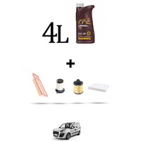 Hoffcar Set Service 4 Filter Und 4L ÖL FüR Fiat Doblo Ii 1.3 D Multijet 55Kw, D