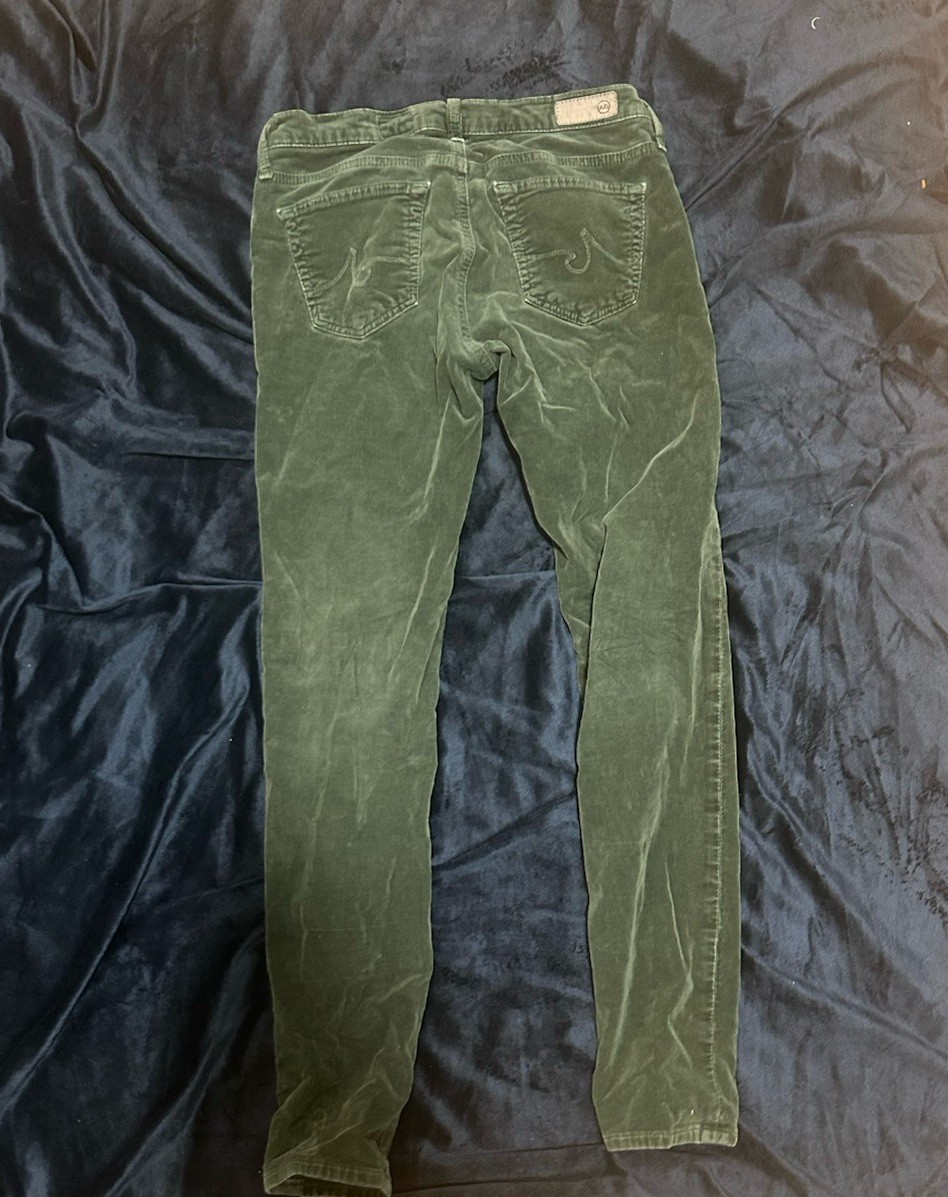 AG Adriano Goldschmied Stevie Ankle Slim Straight Green Cord