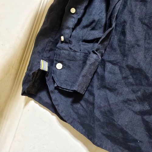 Kardo Shirt Mens Medium Black Linen Handmade Handcrafted Minimalist Pocket Work - Picture 8 of 19