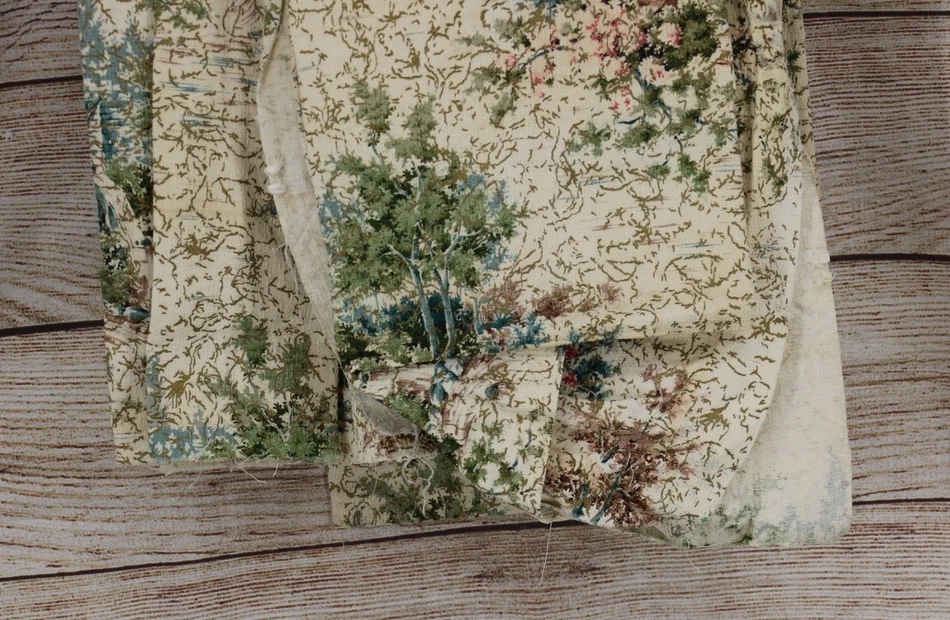 VINTAGE 6 Panels Living Room Bedroom Curtains Drapes 26x56" Ivory Gold Floral - Image 3 of 4