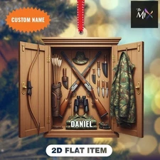 Personalized Hunting Cabinet Christmas Ornament, Hunting Gear Holiday Tree Decor
